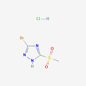 molecular formula C3H5BrClN3O2S B2454911 3-Bromo-5-methylsulfonyl-1H-1,2,4-triazole;hydrochloride CAS No. 2361643-87-8
