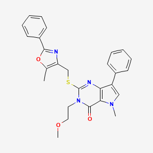 3-(2-methoxyethyl)-5-methyl-2-(((5-methyl-2-phenyloxazol-4-yl)methyl)thio)-7-phenyl-3H-pyrrolo[3,2-d]pyrimidin-4(5H)-one