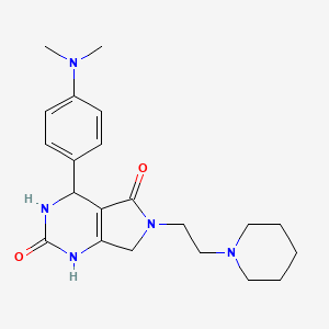 molecular formula C21H29N5O2 B2454934 4-(4-(dimethylamino)phenyl)-6-(2-(piperidin-1-yl)ethyl)-3,4,6,7-tetrahydro-1H-pyrrolo[3,4-d]pyrimidine-2,5-dione CAS No. 1173055-69-0