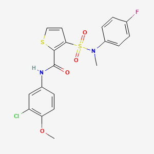 molecular formula C19H16ClFN2O4S2 B2454947 N-(3-氯-4-甲氧基苯基)-3-[(4-氟苯基)(甲基)磺酰胺基]噻吩-2-甲酰胺 CAS No. 1105215-18-6