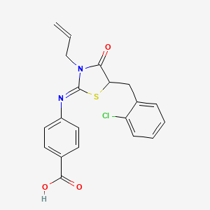 molecular formula C20H17ClN2O3S B2454952 (E)-4-((3-allyl-5-(2-chlorobenzyl)-4-oxothiazolidin-2-ylidene)amino)benzoic acid CAS No. 304677-43-8