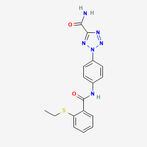 molecular formula C17H16N6O2S B2454964 2-(4-(2-(ethylthio)benzamido)phenyl)-2H-tetrazole-5-carboxamide CAS No. 1396848-92-2