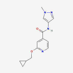 molecular formula C14H16N4O2 B2454966 2-(cyclopropylmethoxy)-N-(1-methyl-1H-pyrazol-4-yl)isonicotinamide CAS No. 2034393-90-1