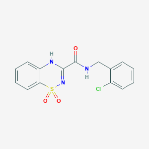 molecular formula C15H12ClN3O3S B2454972 N-(2-chlorobenzyl)-2H-1,2,4-benzothiadiazine-3-carboxamide 1,1-dioxide CAS No. 932351-68-3