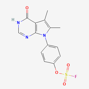 molecular formula C14H12FN3O4S B2454975 7-(4-Fluorosulfonyloxyphenyl)-5,6-dimethyl-4-oxo-3H-pyrrolo[2,3-d]pyrimidine CAS No. 2411246-05-2