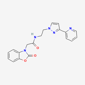 molecular formula C19H17N5O3 B2454981 2-(2-氧代苯并[d]恶唑-3(2H)-基)-N-(2-(3-(吡啶-2-基)-1H-吡唑-1-基)乙基)乙酰胺 CAS No. 1448056-68-5