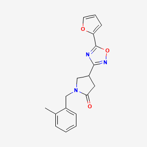 molecular formula C18H17N3O3 B2454984 4-(5-(Furan-2-yl)-1,2,4-oxadiazol-3-yl)-1-(2-methylbenzyl)pyrrolidin-2-one CAS No. 1173100-09-8