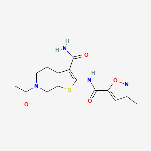 molecular formula C15H16N4O4S B2454985 N-(6-acetyl-3-carbamoyl-4,5,6,7-tetrahydrothieno[2,3-c]pyridin-2-yl)-3-methylisoxazole-5-carboxamide CAS No. 946286-79-9