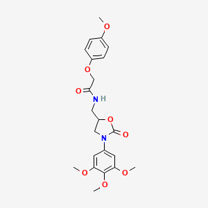 molecular formula C22H26N2O8 B2454989 2-(4-methoxyphenoxy)-N-((2-oxo-3-(3,4,5-trimethoxyphenyl)oxazolidin-5-yl)methyl)acetamide CAS No. 954603-14-6