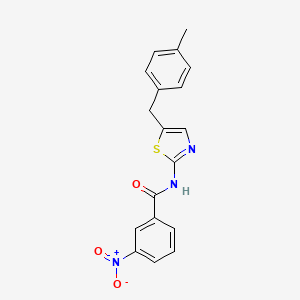 molecular formula C18H15N3O3S B2454992 N-[5-(4-甲基苄基)-1,3-噻唑-2-基]-3-硝基苯甲酰胺 CAS No. 303092-88-8