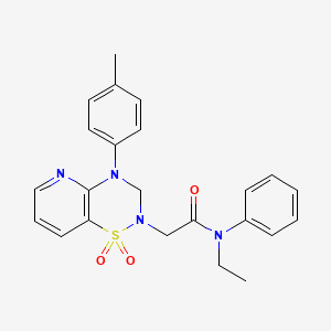 molecular formula C23H24N4O3S B2454998 2-(1,1-dioxido-4-(p-tolyl)-3,4-dihydro-2H-pyrido[2,3-e][1,2,4]thiadiazin-2-yl)-N-ethyl-N-phenylacetamide CAS No. 1251605-67-0