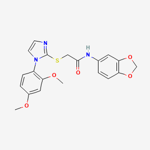 molecular formula C20H19N3O5S B2455001 N-(2H-1,3-benzodioxol-5-yl)-2-{[1-(2,4-dimethoxyphenyl)-1H-imidazol-2-yl]sulfanyl}acetamide CAS No. 893388-55-1