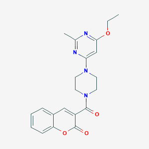 molecular formula C21H22N4O4 B2455008 3-(4-(6-ethoxy-2-methylpyrimidin-4-yl)piperazine-1-carbonyl)-2H-chromen-2-one CAS No. 946248-44-8