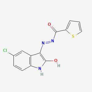 molecular formula C13H8ClN3O2S B2455014 5-Chloro-3-(thiophene-2-carboxylhydrazidyl)-2-oxoindoline CAS No. 519147-16-1