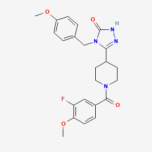 molecular formula C23H25FN4O4 B2455018 5-[1-(3-fluoro-4-methoxybenzoyl)piperidin-4-yl]-4-(4-methoxybenzyl)-2,4-dihydro-3H-1,2,4-triazol-3-one CAS No. 1775559-75-5