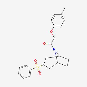 molecular formula C22H25NO4S B2455030 1-((1R,5S)-3-(phenylsulfonyl)-8-azabicyclo[3.2.1]octan-8-yl)-2-(p-tolyloxy)ethanone CAS No. 1797837-76-3