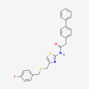 molecular formula C25H21FN2OS2 B2455031 2-([1,1'-biphenyl]-4-yl)-N-(4-(((4-fluorobenzyl)thio)methyl)thiazol-2-yl)acetamide CAS No. 955819-60-0
