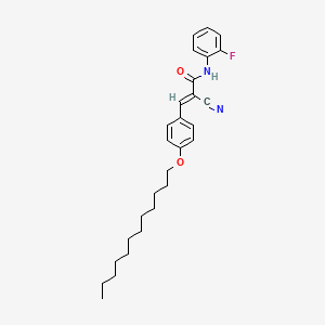 molecular formula C28H35FN2O2 B2455034 (E)-2-cyano-3-(4-dodecoxyphenyl)-N-(2-fluorophenyl)prop-2-enamide CAS No. 351192-35-3