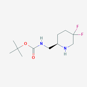 molecular formula C11H20F2N2O2 B2455049 tert-butyl N-{[(2R)-5,5-difluoropiperidin-2-yl]methyl}carbamate CAS No. 1638744-23-6