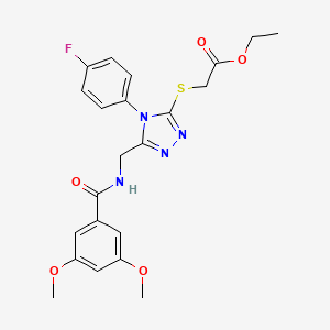 molecular formula C22H23FN4O5S B2455051 ethyl 2-((5-((3,5-dimethoxybenzamido)methyl)-4-(4-fluorophenyl)-4H-1,2,4-triazol-3-yl)thio)acetate CAS No. 689747-19-1