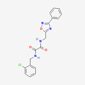 molecular formula C18H15ClN4O3 B2455057 N1-(2-氯苄基)-N2-((3-苯基-1,2,4-恶二唑-5-基)甲基)草酰胺 CAS No. 1207032-83-4