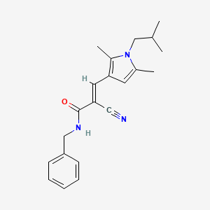 molecular formula C21H25N3O B2455060 (E)-N-benzyl-2-cyano-3-[2,5-dimethyl-1-(2-methylpropyl)pyrrol-3-yl]prop-2-enamide CAS No. 930413-59-5