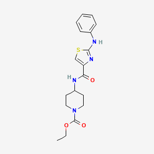 molecular formula C18H22N4O3S B2455069 Ethyl 4-(2-(phenylamino)thiazole-4-carboxamido)piperidine-1-carboxylate CAS No. 1171474-83-1
