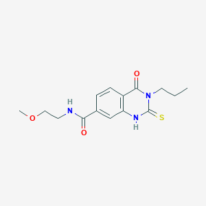 molecular formula C15H19N3O3S B2455073 N-(2-甲氧基乙基)-4-氧代-3-丙基-2-硫代亚甲基-1H-喹唑啉-7-甲酰胺 CAS No. 422527-50-2