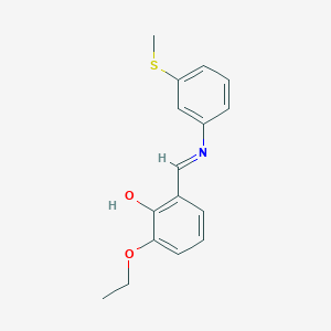 molecular formula C16H17NO2S B2455076 2-ethoxy-6-((E)-{[3-(methylthio)phenyl]imino}methyl)phenol CAS No. 1232816-92-0