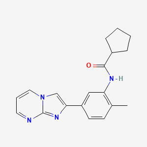 molecular formula C19H20N4O B2455080 N-(5-(imidazo[1,2-a]pyrimidin-2-yl)-2-methylphenyl)cyclopentanecarboxamide CAS No. 862810-16-0