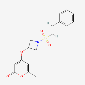 molecular formula C17H17NO5S B2455081 (E)-6-methyl-4-((1-(styrylsulfonyl)azetidin-3-yl)oxy)-2H-pyran-2-one CAS No. 1798966-48-9
