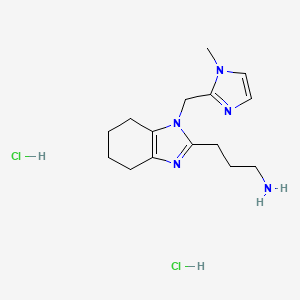 molecular formula C15H25Cl2N5 B2455082 3-{1-[(1-methyl-1H-imidazol-2-yl)methyl]-4,5,6,7-tetrahydro-1H-1,3-benzodiazol-2-yl}propan-1-amine dihydrochloride CAS No. 2094623-89-7