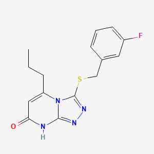 molecular formula C15H15FN4OS B2455087 3-((3-fluorobenzyl)thio)-5-propyl-[1,2,4]triazolo[4,3-a]pyrimidin-7(8H)-one CAS No. 891126-67-3