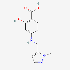 molecular formula C12H13N3O3 B2455090 Ácido 2-hidroxi-4-{[(1-metil-1H-pirazol-5-IL)metil]amino}benzoico CAS No. 1006963-39-8