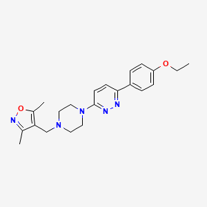 molecular formula C22H27N5O2 B2455091 4-[[4-[6-(4-Ethoxyphenyl)pyridazin-3-yl]piperazin-1-yl]methyl]-3,5-dimethyl-1,2-oxazole CAS No. 2380181-26-8