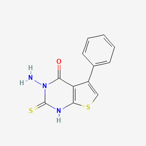molecular formula C12H9N3OS2 B2455092 3-amino-5-phenyl-2-sulfanyl-3H,4H-thieno[2,3-d]pyrimidin-4-one CAS No. 571158-77-5