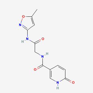 molecular formula C12H12N4O4 B2455093 N-(2-((5-methylisoxazol-3-yl)amino)-2-oxoethyl)-6-oxo-1,6-dihydropyridine-3-carboxamide CAS No. 1226450-16-3