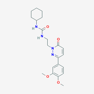 molecular formula C21H28N4O4 B2455095 1-环己基-3-(2-(3-(3,4-二甲氧基苯基)-6-氧代吡哒嗪-1(6H)-基)乙基)脲 CAS No. 1021224-82-7