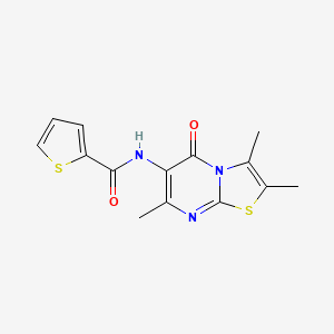 molecular formula C14H13N3O2S2 B2455096 N-(2,3,7-trimethyl-5-oxo-5H-thiazolo[3,2-a]pyrimidin-6-yl)thiophene-2-carboxamide CAS No. 1020979-90-1