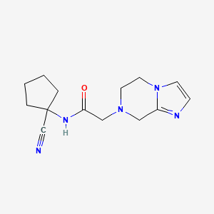 molecular formula C14H19N5O B2455100 N-(1-cyanocyclopentyl)-2-{5H,6H,7H,8H-imidazo[1,2-a]pyrazin-7-yl}acetamide CAS No. 1798703-77-1