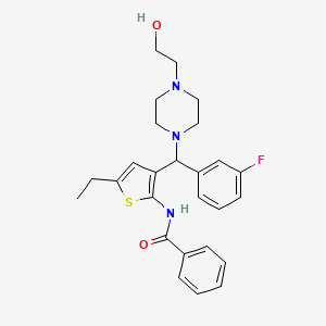 molecular formula C26H30FN3O2S B2455108 N-[5-ethyl-3-[(3-fluorophenyl)-[4-(2-hydroxyethyl)piperazin-1-yl]methyl]thiophen-2-yl]benzamide CAS No. 690640-26-7