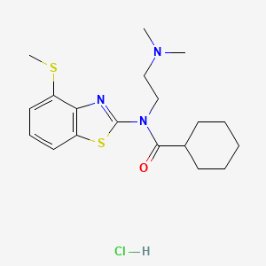 molecular formula C19H28ClN3OS2 B2455109 N-(2-(dimethylamino)ethyl)-N-(4-(methylthio)benzo[d]thiazol-2-yl)cyclohexanecarboxamide hydrochloride CAS No. 1323529-46-9