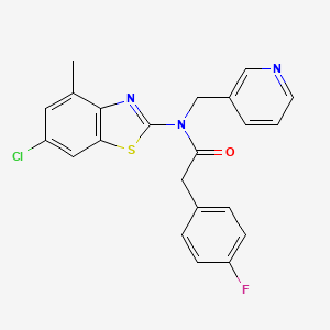 molecular formula C22H17ClFN3OS B2455111 N-(6-chloro-4-methylbenzo[d]thiazol-2-yl)-2-(4-fluorophenyl)-N-(pyridin-3-ylmethyl)acetamide CAS No. 920175-02-6