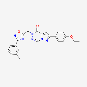 molecular formula C23H20N6O3 B2455112 2-({3-[(3-methylphenyl)thio]pyrazin-2-yl}thio)-N-[4-(4-methylpiperazin-1-yl)benzyl]acetamide CAS No. 1189910-57-3