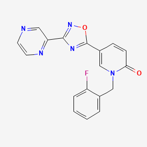 molecular formula C18H12FN5O2 B2455138 1-(2-fluorobenzyl)-5-(3-pyrazin-2-yl-1,2,4-oxadiazol-5-yl)pyridin-2(1H)-one CAS No. 1396870-26-0