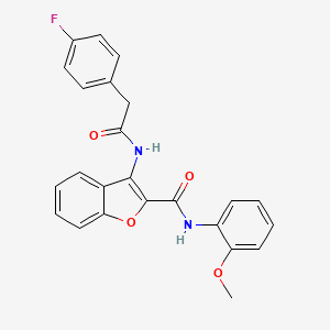 molecular formula C24H19FN2O4 B2455143 3-(2-(4-fluorophenyl)acetamido)-N-(2-methoxyphenyl)benzofuran-2-carboxamide CAS No. 887892-56-0
