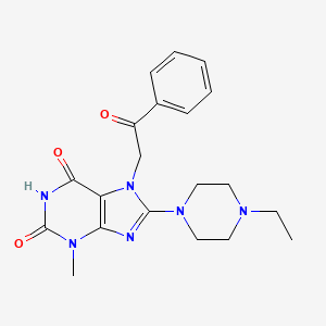 molecular formula C20H24N6O3 B2455145 8-(4-ethylpiperazin-1-yl)-3-methyl-7-(2-oxo-2-phenylethyl)-1H-purine-2,6(3H,7H)-dione CAS No. 876892-99-8