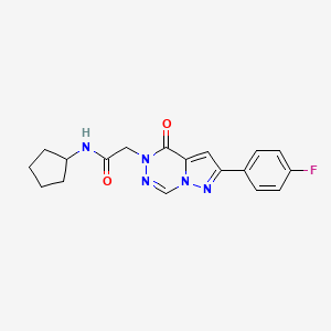 molecular formula C18H18FN5O2 B2455154 N-cyclopentyl-2-(8-(4-fluorophenyl)-(oxo)pyrazolo[1,5-d][1,2,4]triazin-1-yl)acetamide CAS No. 1219901-91-3