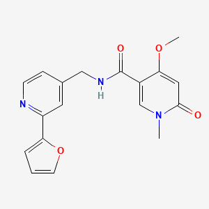 molecular formula C18H17N3O4 B2455163 N-((2-(呋喃-2-基)吡啶-4-基)甲基)-4-甲氧基-1-甲基-6-氧代-1,6-二氢吡啶-3-甲酰胺 CAS No. 2034266-90-3