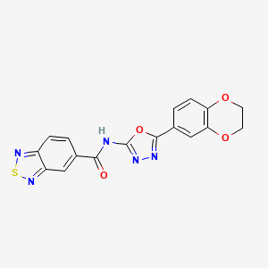 molecular formula C17H11N5O4S B2455167 N-(5-(2,3-dihydrobenzo[b][1,4]dioxin-6-yl)-1,3,4-oxadiazol-2-yl)benzo[c][1,2,5]thiadiazole-5-carboxamide CAS No. 1203245-47-9